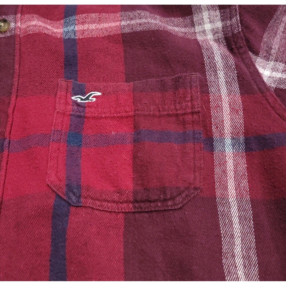 Hollister Flannel Plaid Checkered Shirt Mens Large Red Blue White NWOT - Picture 8 of 9